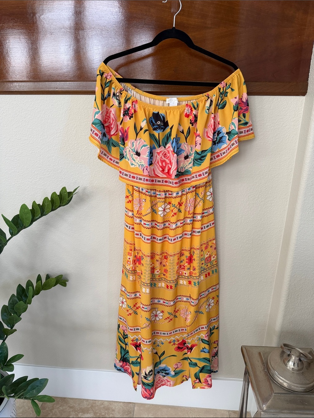 Floral Off-Shoulder Maxi Dress Tropical